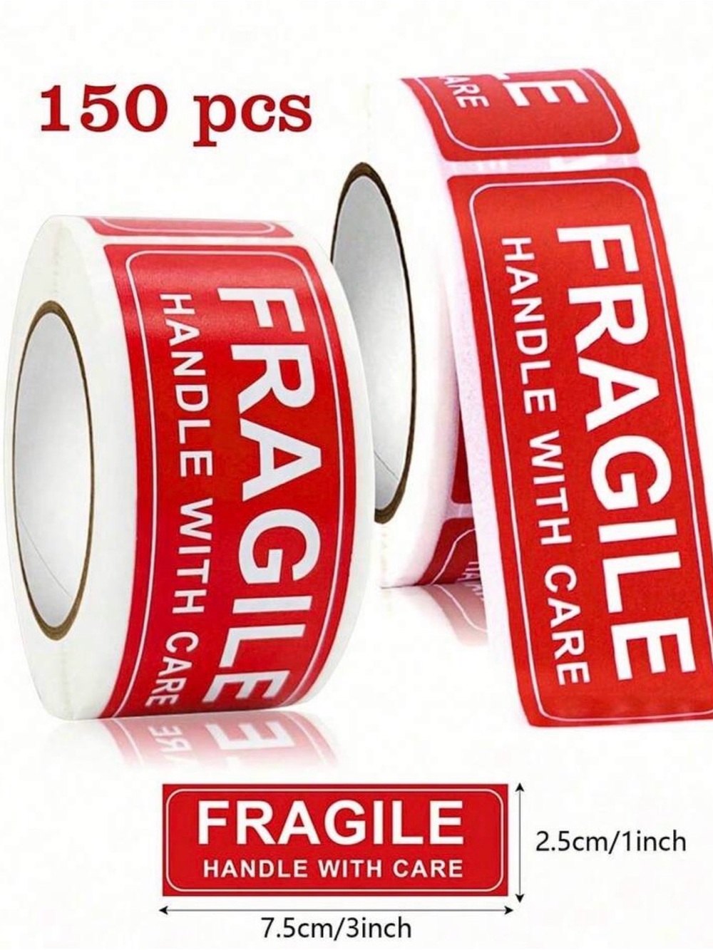 Fragile Handle With Care Warning Labels - Red